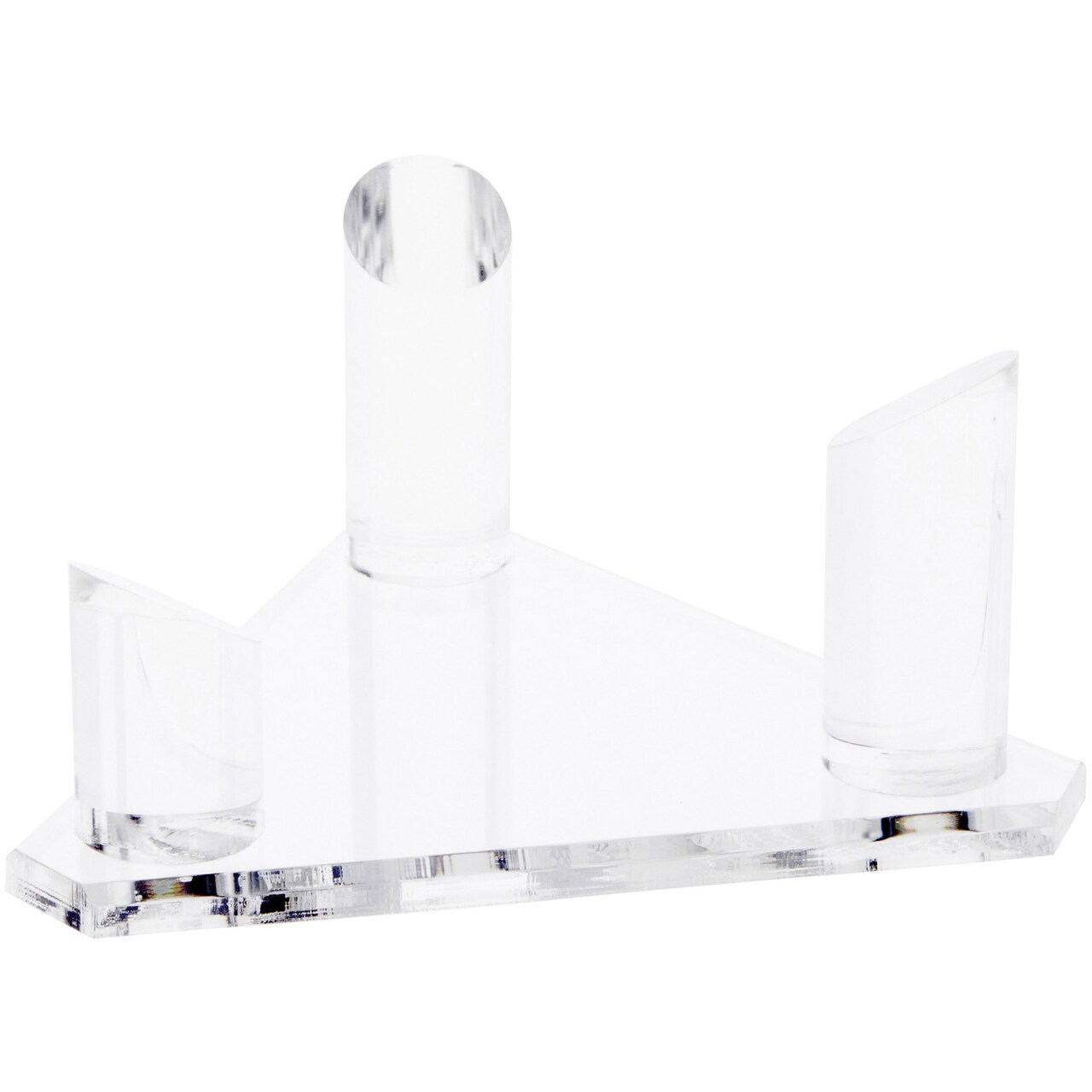 Plymor Clear Acrylic Beveled Triangular Display Base with 3 Display Prongs for Geode, Mineral or Crystal Cluster, 7.375" W x 6.5" D x 3.125" H